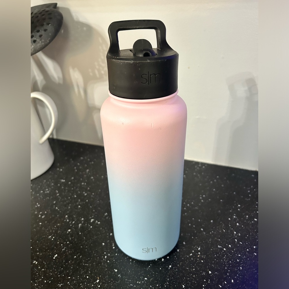 Pink and blue simple human 32 ounce stainless steel water bottle